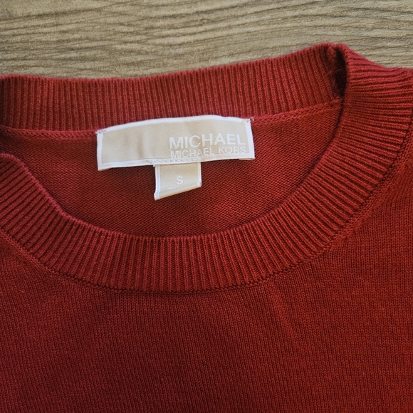 Michael Kors Red Crew Neck Sweater with Gold Accents - Picture 3 of 3